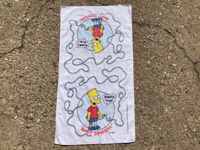 VINTAGE BART SIMPSONS BEACH BATH TOWEL 1990 SORRY MAN Toothpaste GREAT COND