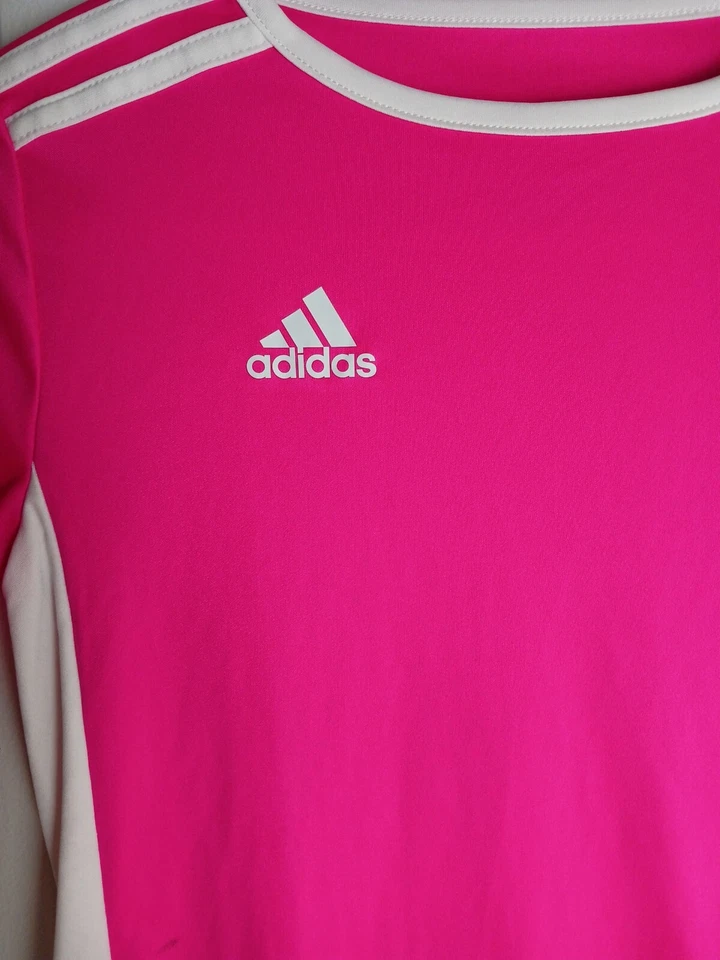 Camisa Adidas Climalite 3 Rayas Rosa Niños Talla Pequeña Foto 3 de 4