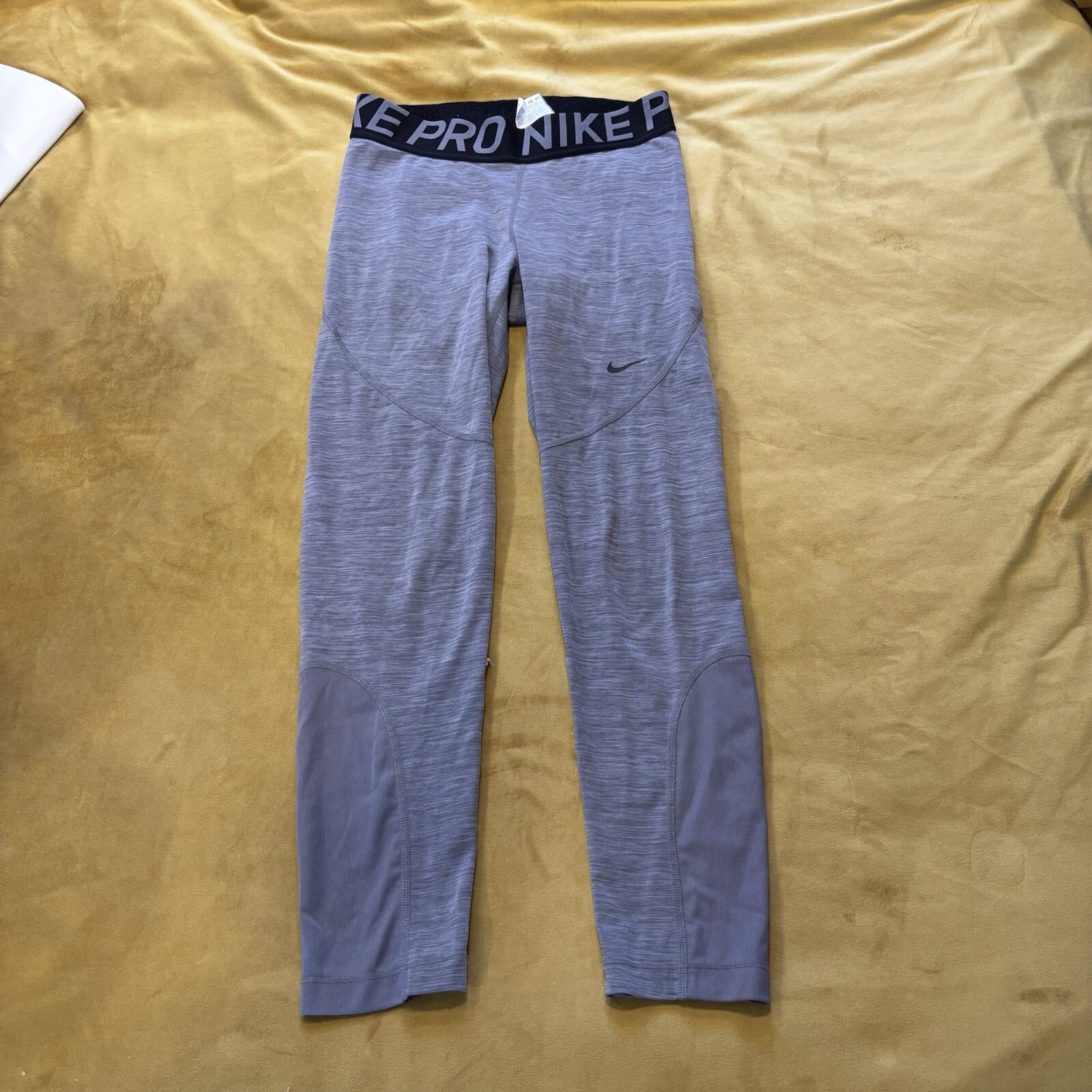 Nike Pro Leggings Donna Grigio Medio Dri Fit Strato Base Palestra Allenamento Pantaloni Atletici