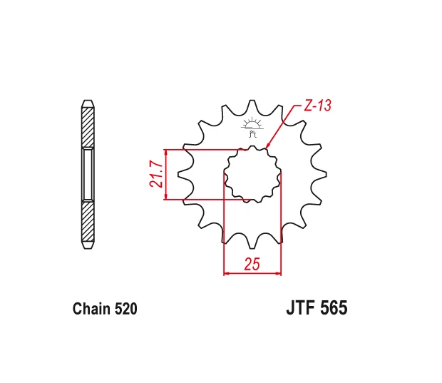 Piñón delantero PBI 16T Yamaha YZ250 WR250 YZ450 WR450 Kawasaki KX250 Z650 ER650 Foto 2 de 2