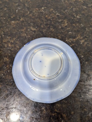 Antique Rare Wegdwood Chapoo Variant Flow Blue Willow Saucer Plate 5.5" - Picture 6 of 9