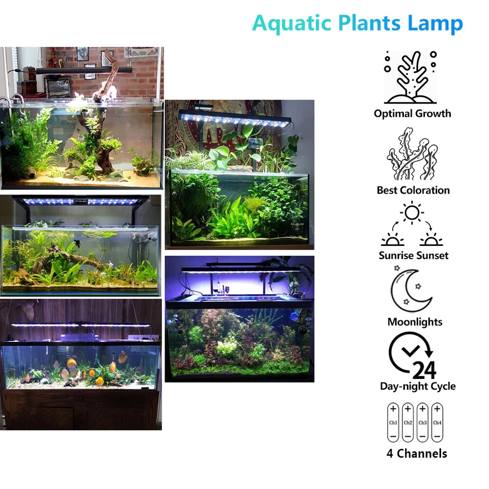 PopBloom WiFi Acuario Luz Pecera Espectro Completo para 36" 48" 72" Planta Tanque Foto 2 de 4
