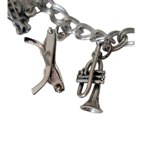 Sterling Silver Vintage Loaded 14 Special Charms Bracelet 7" Long E631 - Picture 5 of 17