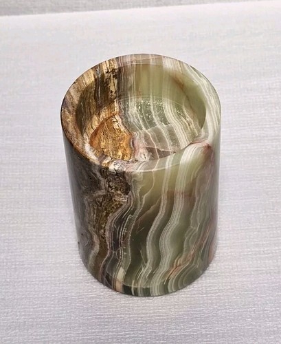 Vintage Onyx Stone Tea Light Candle Holder Cylinder Beautiful Decoration *New* - Picture 5 of 7