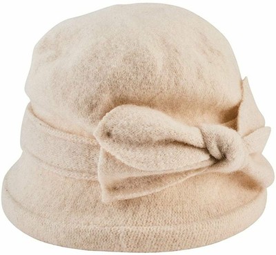 Side Bow Soft Knit Cloche Hat 