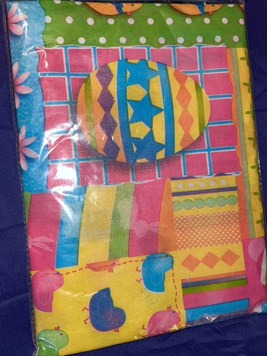 Vinyl Easter Themed Colorful Tablecloth - Flannel Back - 52"X70" - Rectangle - Picture 3 of 4