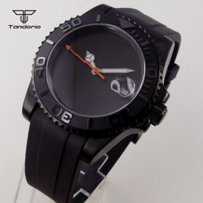 40mm Black Automatic Men's Watch NH35/8215/2813 Cyclops/Flat Glass Rubber Strap