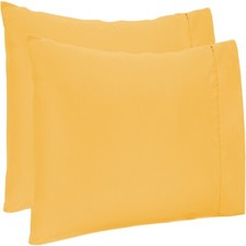 4 PCs Pillow Case Set 600 TC Egyptian Cotton Gold Solid Queen Size
