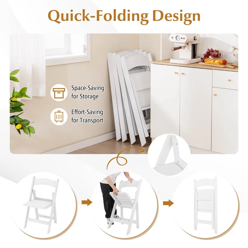 4 Pack Resin Folding Chairs w/ 550KG Static Load and Outside Chairs for Home - image 3 of 4