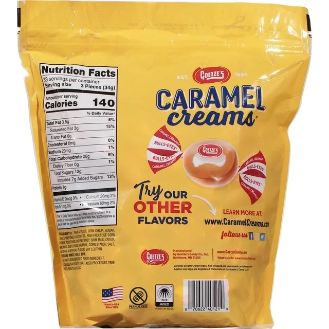 Goetze's Original Caramel Creams Candy, 40 oz Resealable Bag, PeanutFree eBay