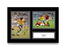 Zico Signed A4 Photo Autograph Brazil Flamengo Gift Display Memorabilia + COA