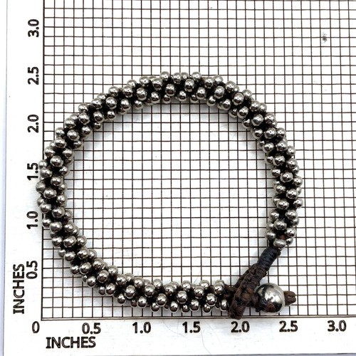 Beaded Crocheted Metal Ball Bracelet - 7.5 Inch - Picture 6 of 6