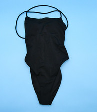Victorias Secret XS One Piece Swimsuit Black Padded Strap Back Halter Swim New