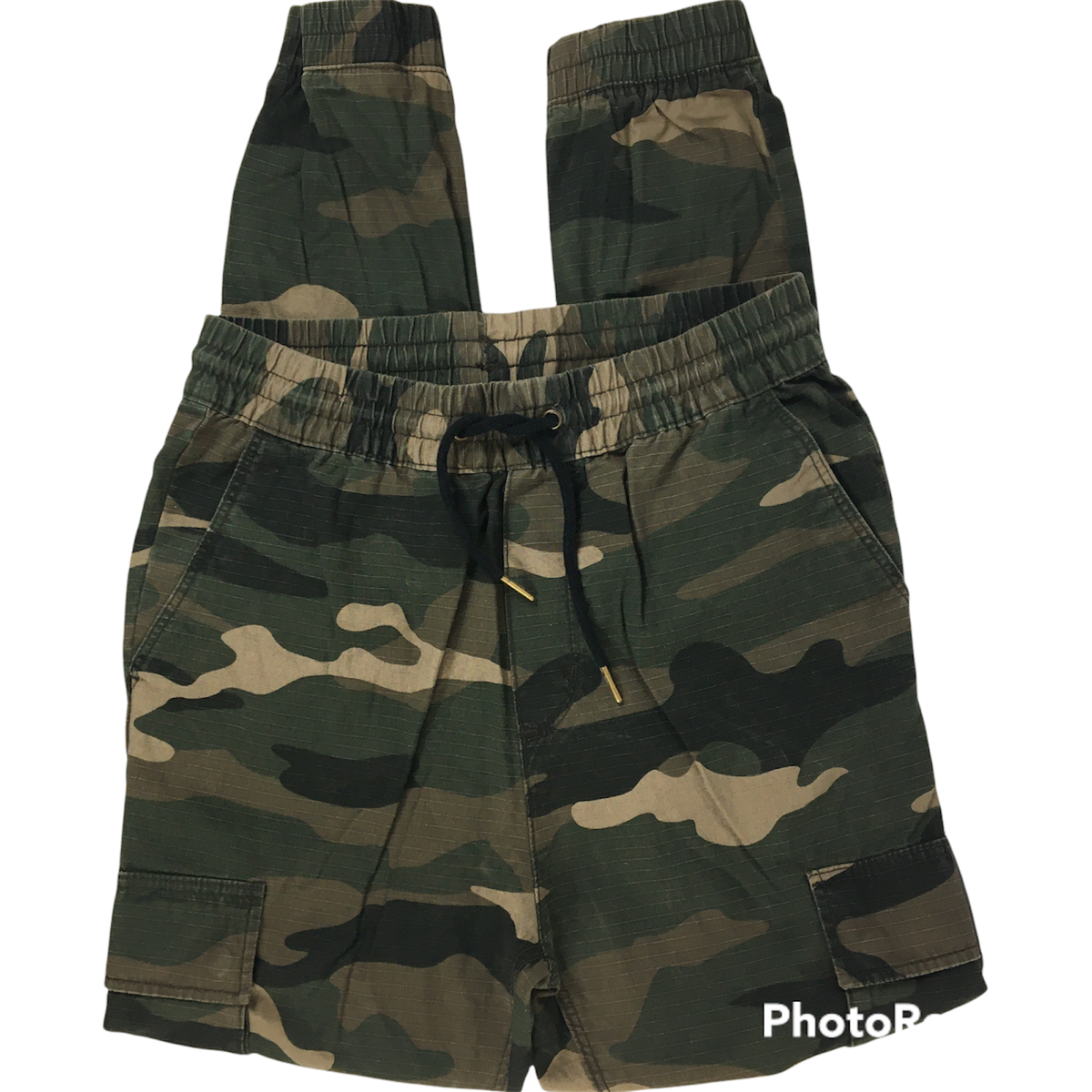 H&M Divided Camo Mens Sz 30 Pants Jogger Camouflage Cargo Pockets Elastic  Legs