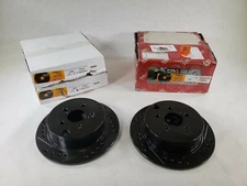 Pack Of 2 Max Advanced Brakes 31605 Black Slotted & Drilled XDS Disc Brake Rotor