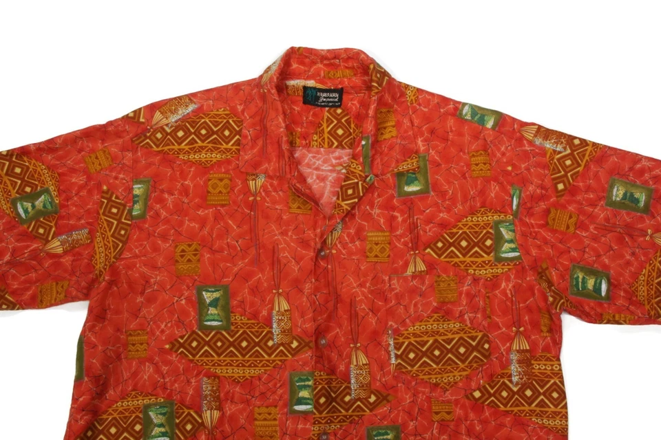 Camisa Aloha Hawaiana Imperial Vintage Años 60 Para Hombre Naranja talla XS/S (mancha) - 498 Foto 2 de 4