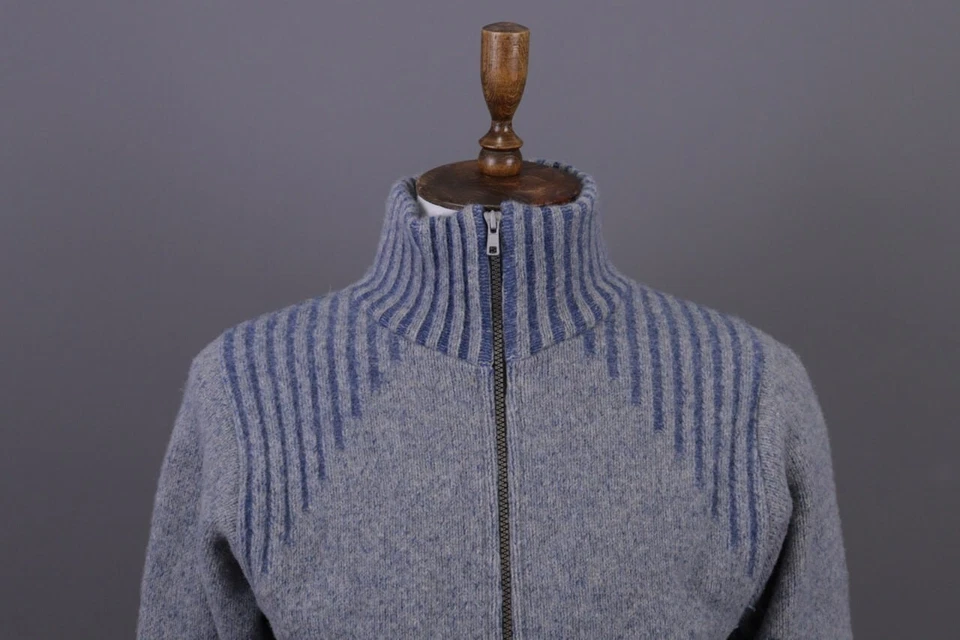 Chaqueta Suéter Vintage Johnson Of Elgin Escocia Rayas Lana Cremallera Talla S Foto 2 de 4