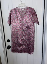 Vanity Fair Nightgown Pink Floral Size S Button UP
