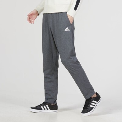 adidas Men's Grey Essentials Single Jersey Tapered Open Hem Pants