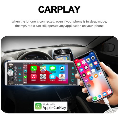 Single DIN Autoradio Stereo Bluetooth FM 3USB Android Auto Carplay Touchscreen - Bild 3 von 16