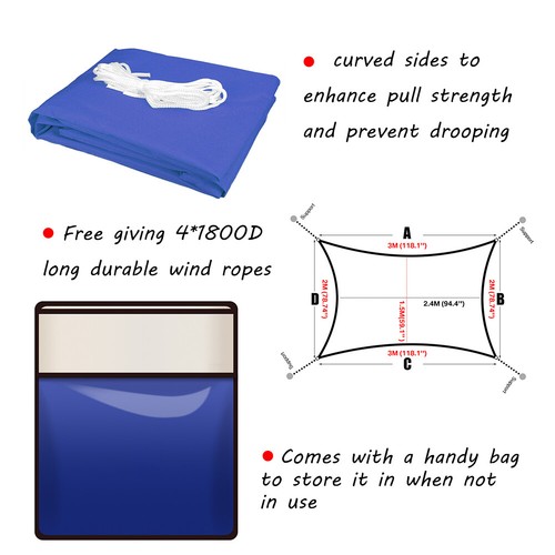 Waterproof Shade Sail Patio Awning Outdoor Garden Pool Sun Canopy Shelter Cover - Picture 339 of 606