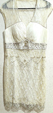 LADIES Sz 10 by SUE WONG IVORY COCKTAIL DRESS SLEEVELESS / BEADED NEW/NWT