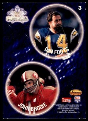 1994 TWCC Pogs #3 Dan Fouts HOF RARE San Diego Chargers w John Brodie SF 49ers 