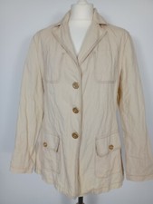 Elena Miro Italian Designer Beige Cotton Womens Casual Cargo Jacket Size 12