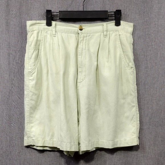 Gloria Vanderbilt Linen Cotton Shorts Women's 14 Mint Boho Retro Minimalist Y2K