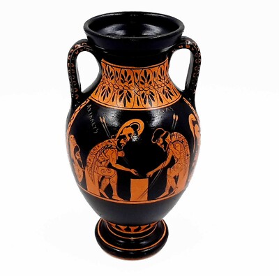 Red figure Amphora 22cm , showing Ajax and Achilles,Ancient Greek Pottery