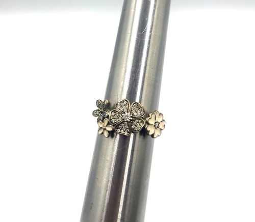 Pandora Shimmering Bouquet Enamel & Cubic Zirconia Pink Flower Floral Ring NWT - Picture 6 of 8