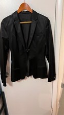 Noir Womens Notch Single Button Long Sleeve Blazer Jacket Pockets Black Size 38