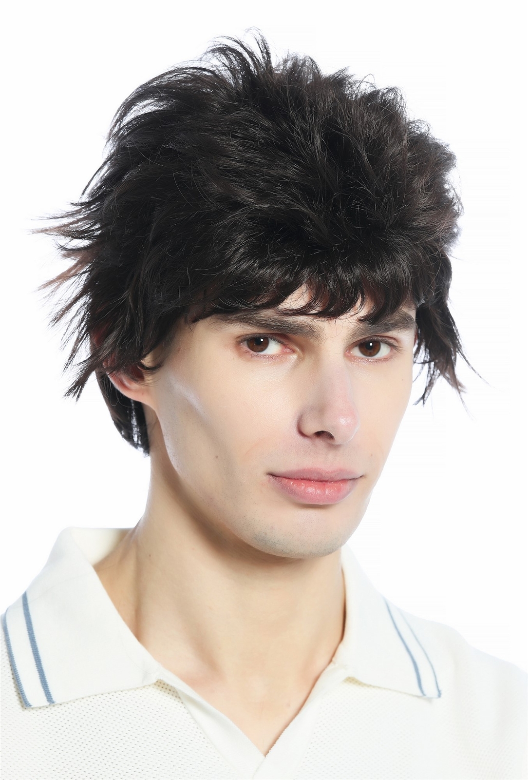 Wig Men Women Short Retro 80s Teased Wild Like Uncombed Brown