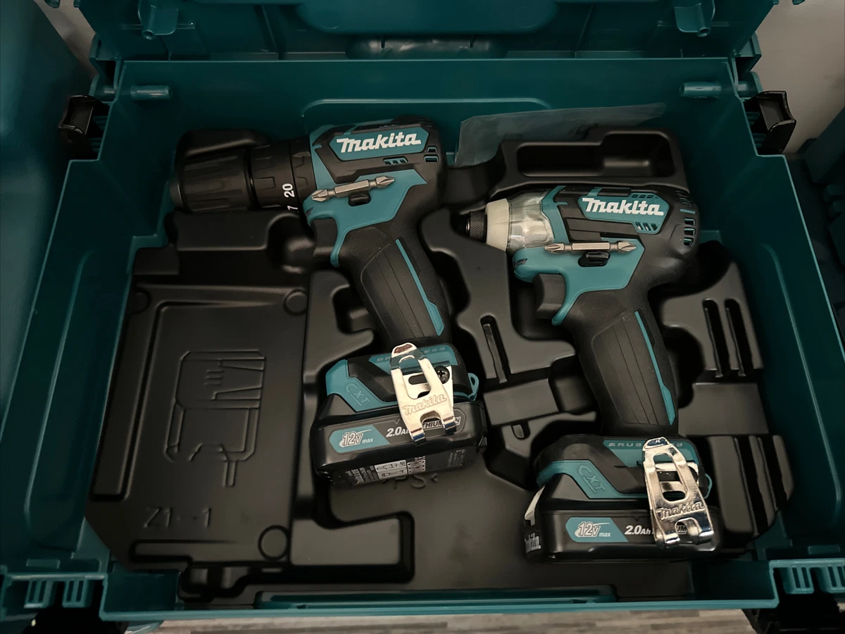 Makita CLX205AJ 12V 2x2.0Ah CXT Li ion Brushless Combi Twin Kit NO