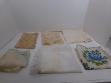 5 Vintage Cotton Ladies Hankie Handkerchief 1950s 1 Crochet Doilie VERY OLD