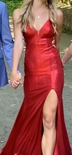 Ellie Wilde Mon Cheri-Evening Formal Gown-Lace up Back-size 0-Red-Free Shipping