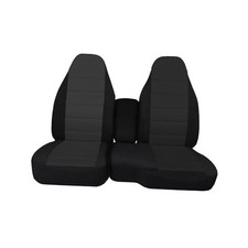 Front 60/40 Split Bench Truck Seat Covers with Console Armrest Cover, for Black