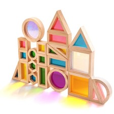 Wooden Rainbow Building Blocks for 32 Pcs Rainbow Stacker Stacking Blocks Gam...