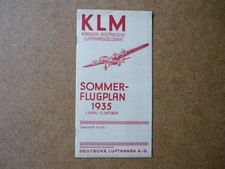 KLM  Flugplan 1935 ! ! Ausg, für Germany Partner D. LUFTHANSA Time Table