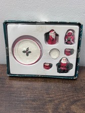 Vintage 1993 Summco Mini Christmas Santa Tea Set 8 Piece New Box