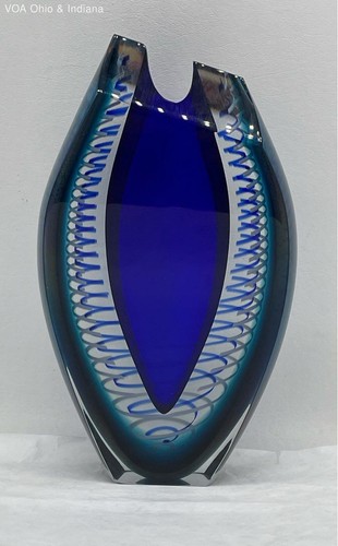 Vtg Limited Edition Art Glass Vase 44/500 Signed By The Artist 11" x 6"