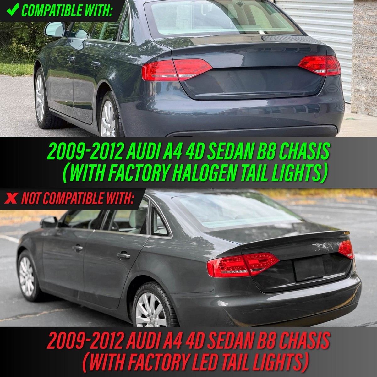 DEPO Real OEM RS4 Look LED Red/Clear 4PCS Tail Light 09-12 Audi A4
