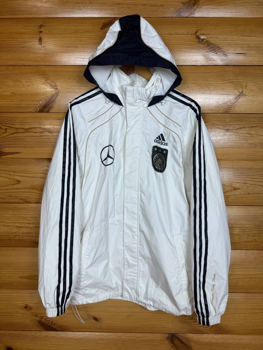 Adidas Germany Mercedes Benz Jacket White Hooded Windbreaker Mens