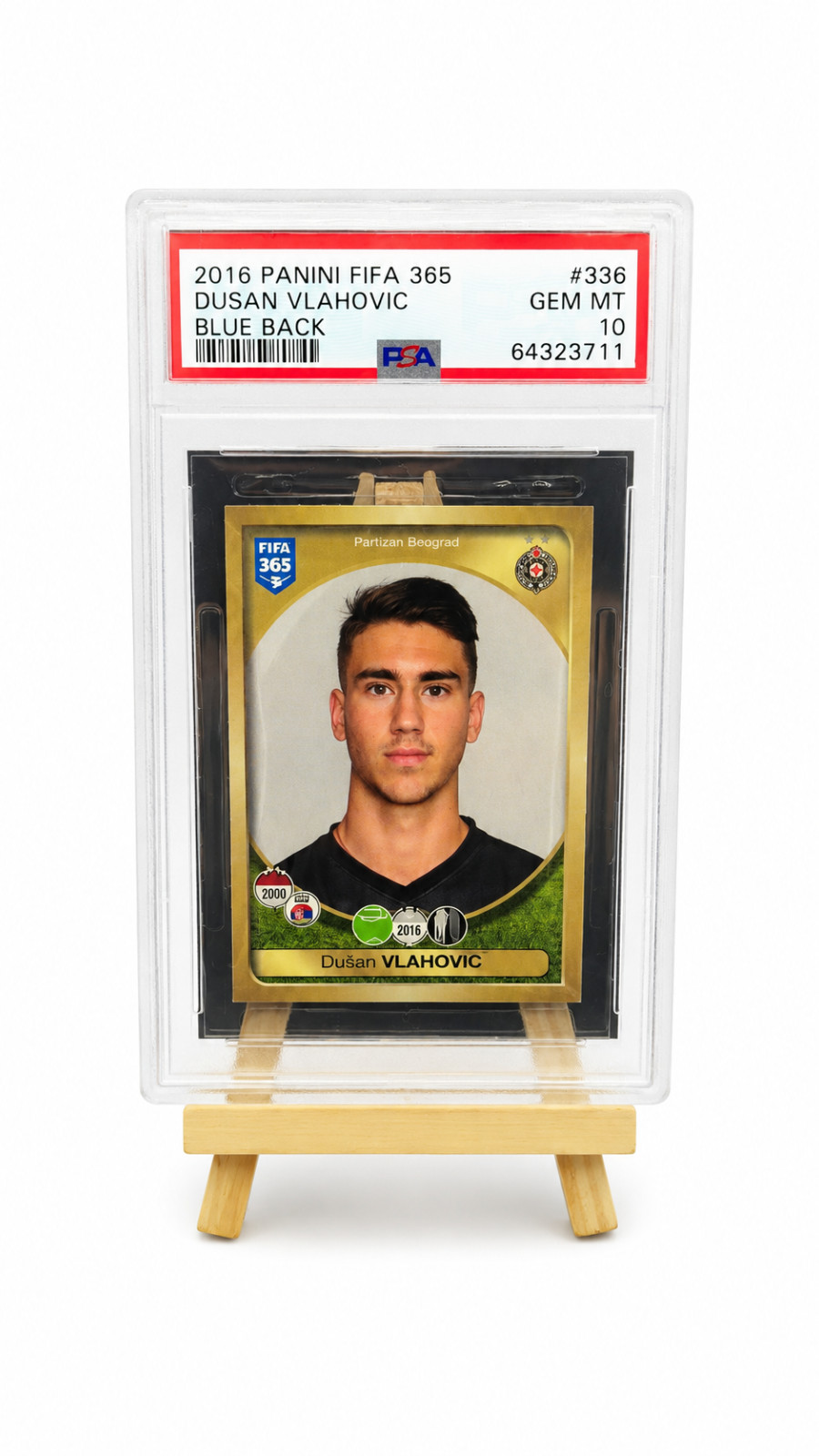 2016 Panini FIFA 365 #336 Blue Back PSA 10 Dusan Vlahovic Card
