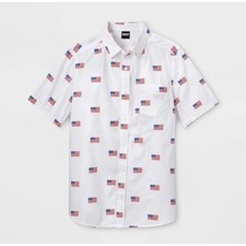 Mad Engine Men’s American Flag Button Down Shirt Size L USA Patriotic