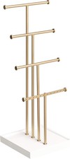 Amazon Basics Four-Tiered Jewellery Tree Stand in White/Brass for Organising Acc
