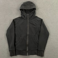 Lululemon Scuba Hoodie size 8 Fleece Full Zip Logo Cotton Heavy Black Jacket