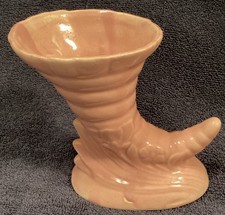 Vintage Pink Cornucopia Vase 4-1/2  Tall, 3 1...