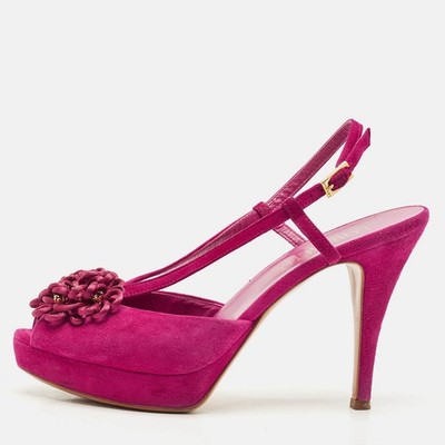 Loriblu lila Wildleder Kristall verzierte Knöchelriemen Sandalen Größe 37,5