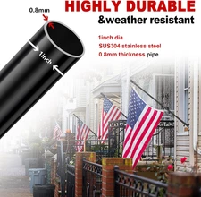 House Flag Pole Kit - 5ft Tangle Free Flag Pole Holder for Outside House - He...